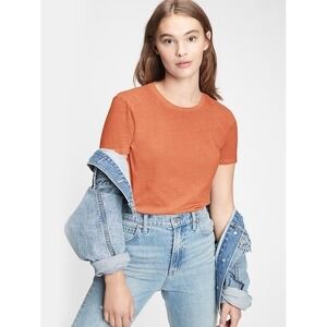 NWT GAP Orange Coral Shrunken Tee XXL Organic Cotton Cropped Short Sleeve Plus